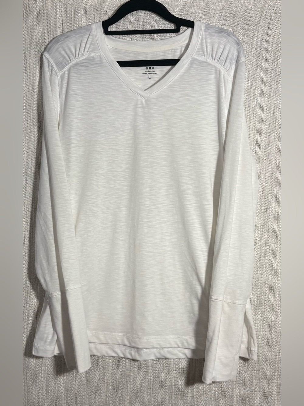 Title Nine White Tee with Black Logo Detail